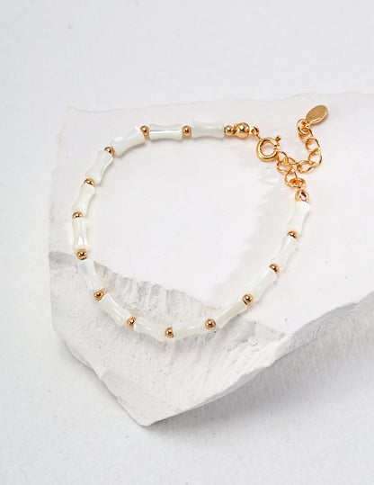 Ivory Gold Beaded Necklace & Bracelet Set