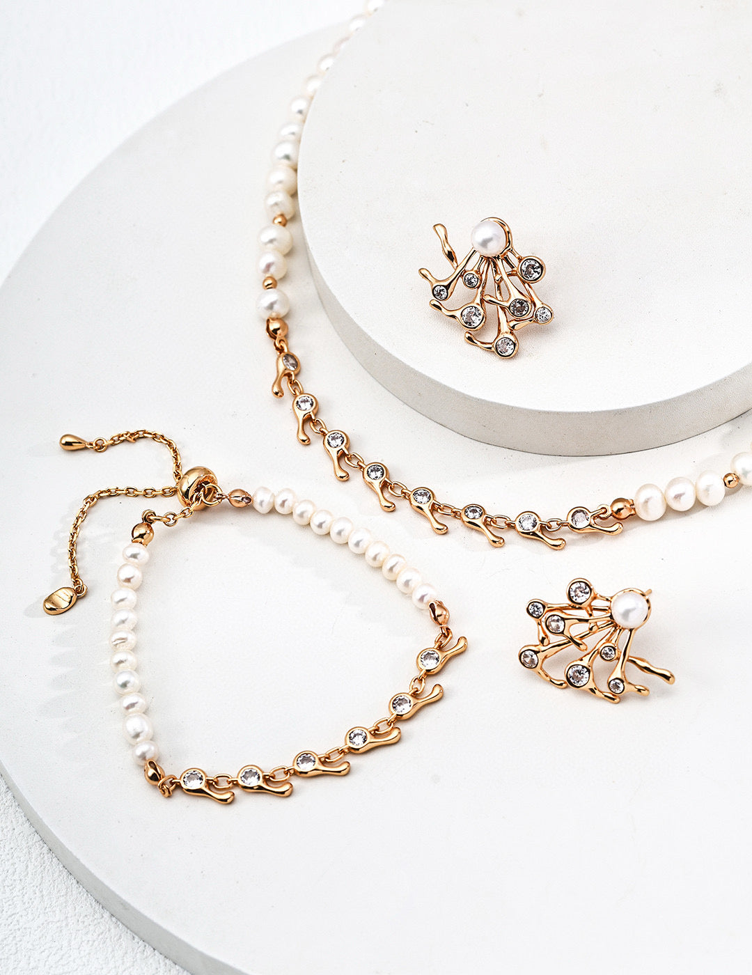 Branch & Pearl S925 silver earrings, bracelet and the necklace