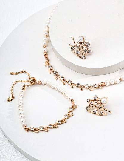 Branch & Pearl S925 silver earrings, bracelet and the necklace