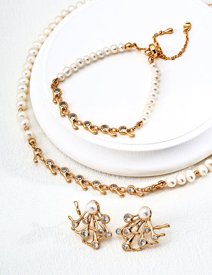 Branch & Pearl S925 silver earrings, bracelet and the necklace