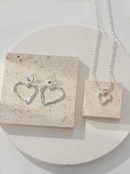 Twist of Heart Earrings and necklace