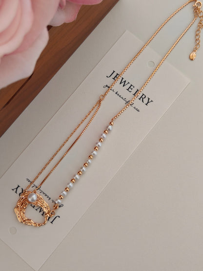 Organic Pearl Loop Jewelry Set — Necklace & Earrings