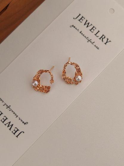 Organic Pearl Loop Jewelry Set — Necklace & Earrings