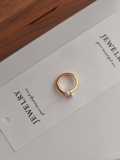 S925 Silver Natural Pearl Open Ring