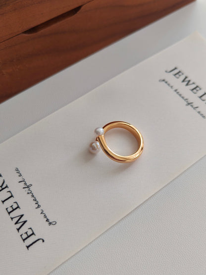 S925 Silver Natural Pearl Open Ring