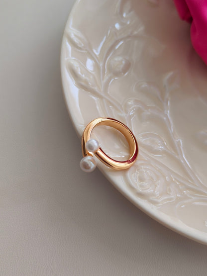 S925 Silver Natural Pearl Open Ring