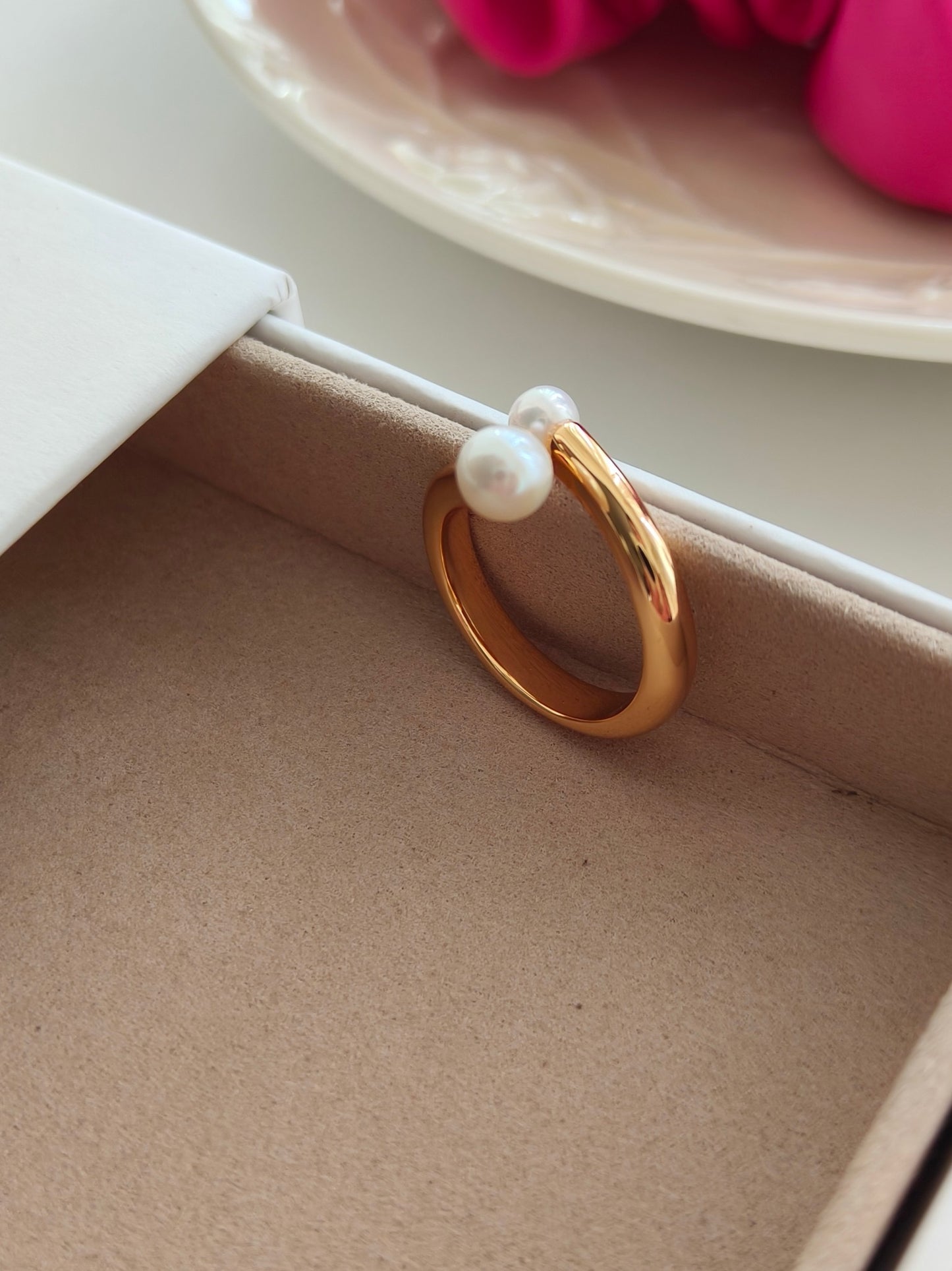 S925 Silver Natural Pearl Open Ring