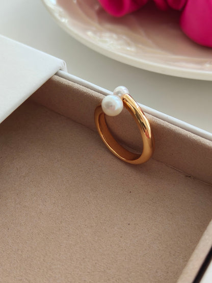S925 Silver Natural Pearl Open Ring