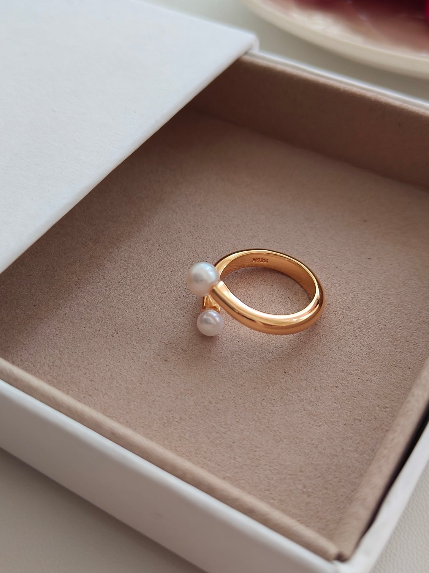 S925 Silver Natural Pearl Open Ring