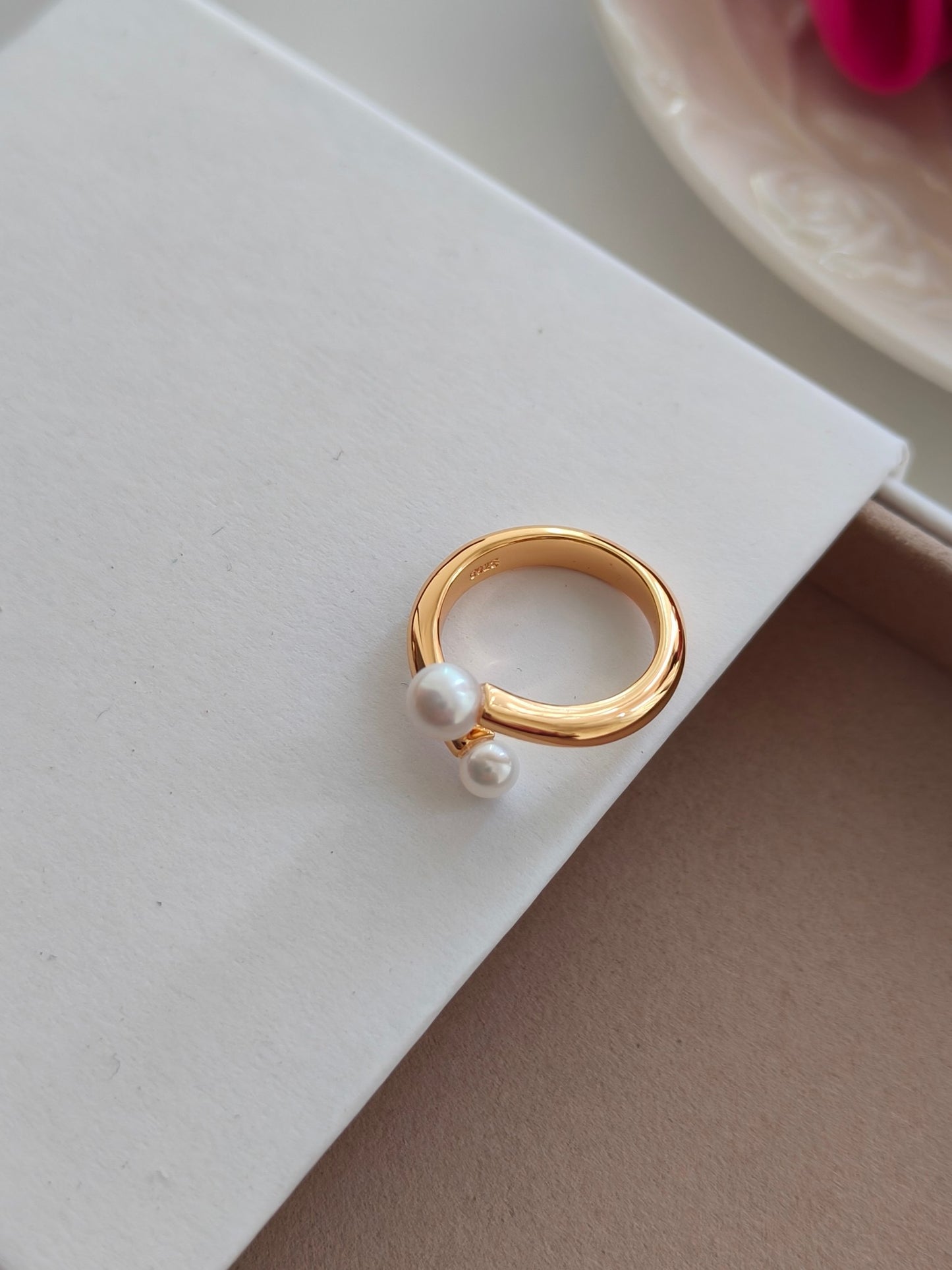 S925 Silver Natural Pearl Open Ring