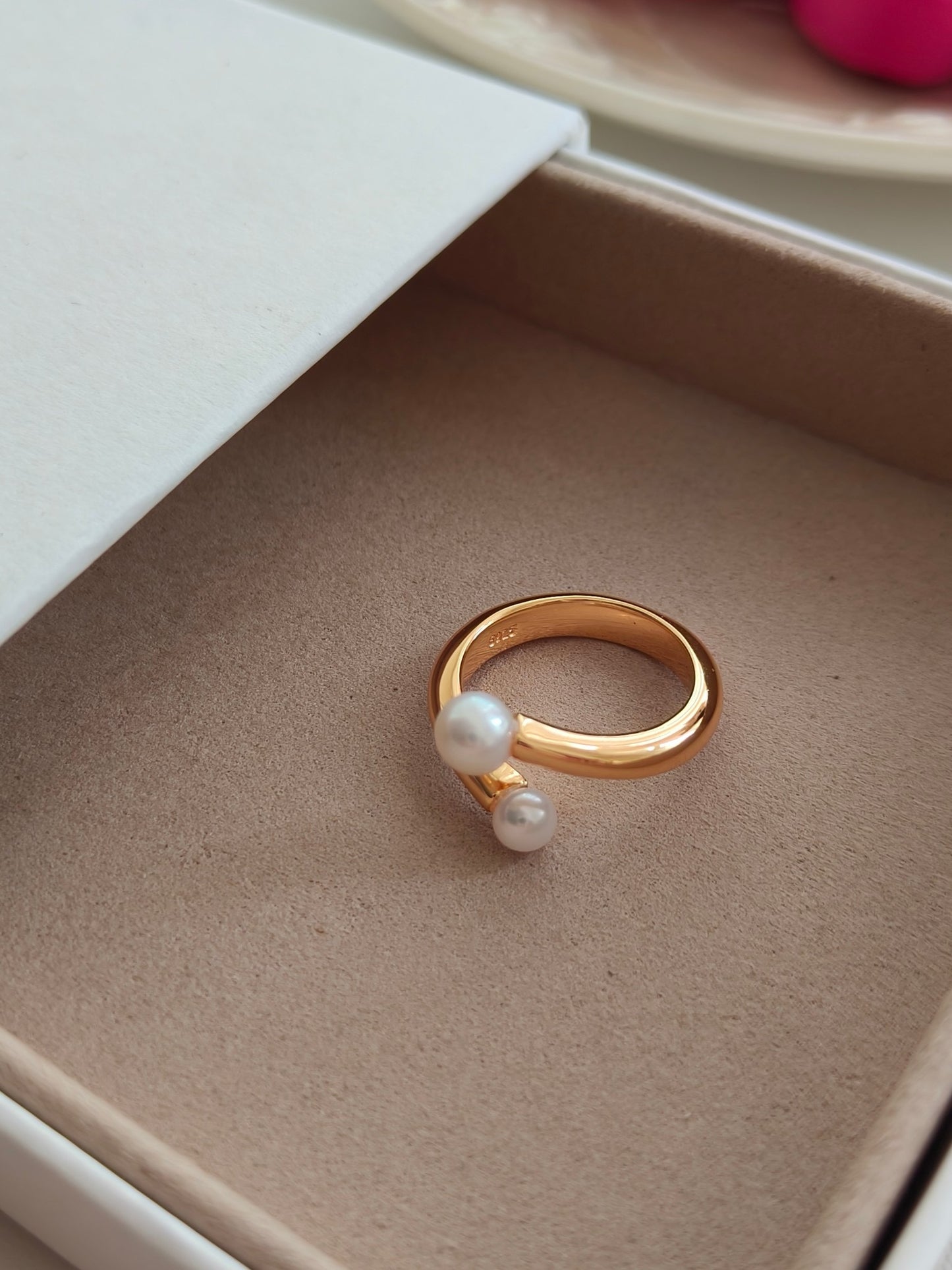 S925 Silver Natural Pearl Open Ring