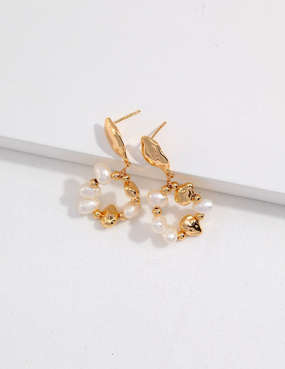 Golden Bloom Natural Pearl & S925 Silver earrings, bracelet and necklace