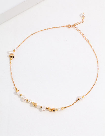 Golden Bloom Natural Pearl & S925 Silver earrings, bracelet and necklace