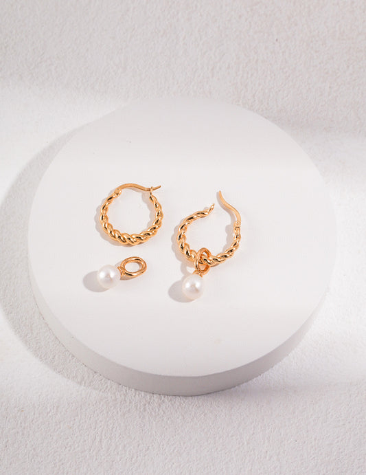 Twisted Pearl Drop Hoops – 2-in-1 elegance for every moment
