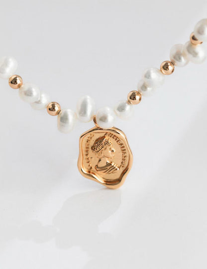 S925 silver beads/natural pearls and Goddess head pendant