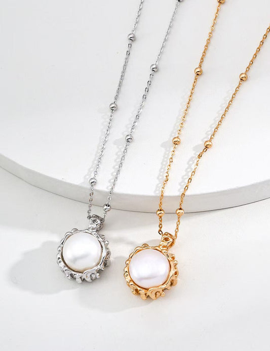 S925 Silver/gold plated/single pearl necklace.