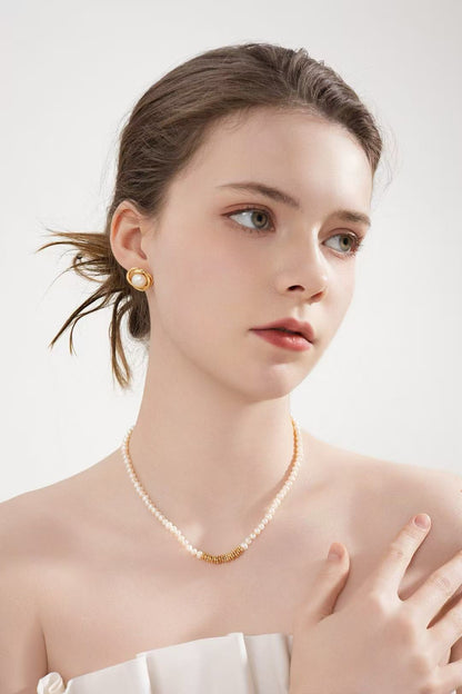 S925 silver/ gold plated braided and freshwater pearl earrings