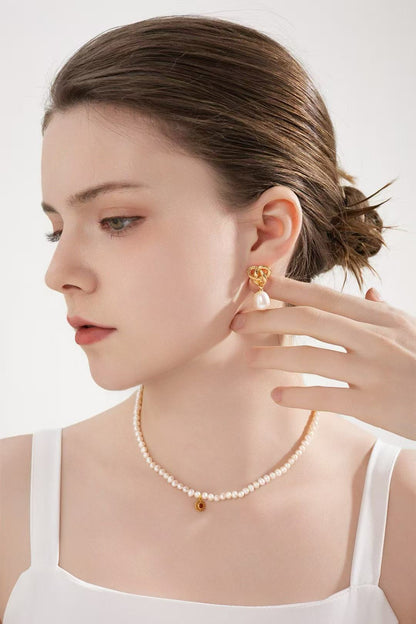 S925 Silver/Snake-shaped Retro Water Drop Baroque Pearl Earrings
