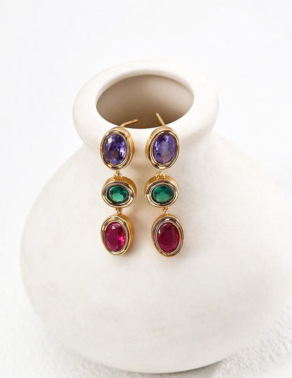 S925 Silver/gold plated/Colored zircon bracelet, earrings
