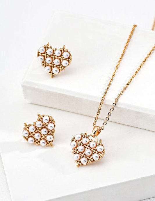 S925 Silver/gold plated/Heart Shape/Lovely Mini Mother-of-Pearl Earrings  ,Necklace