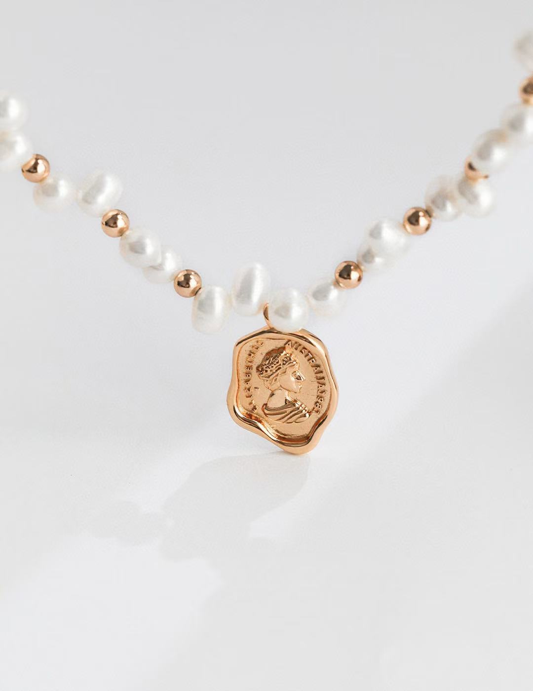 S925 silver beads/natural pearls and Goddess head pendant