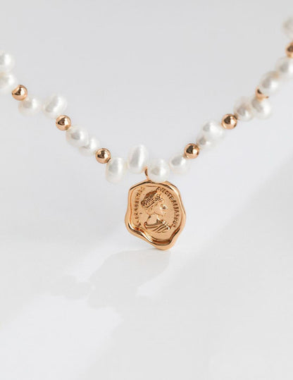 S925 silver beads/natural pearls and Goddess head pendant