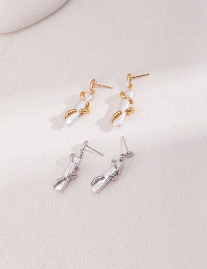 S925 Silver/gold plated/Small strips of natural pearl earrings ,necklace ,ring