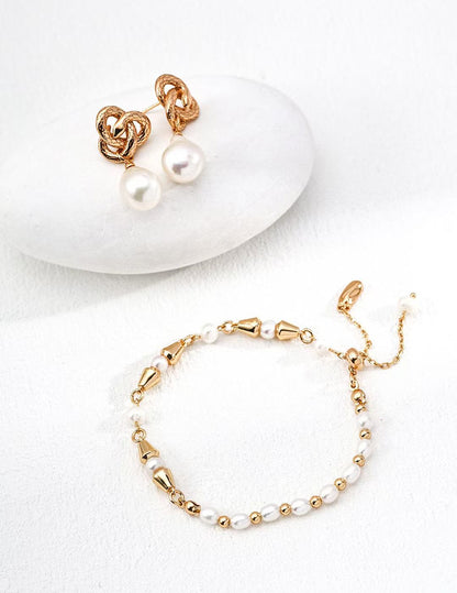 S925 Silver/Snake-shaped Retro Water Drop Baroque Pearl Earrings