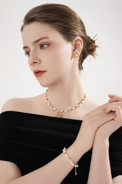 S925 silver beads/natural pearls and Goddess head pendant