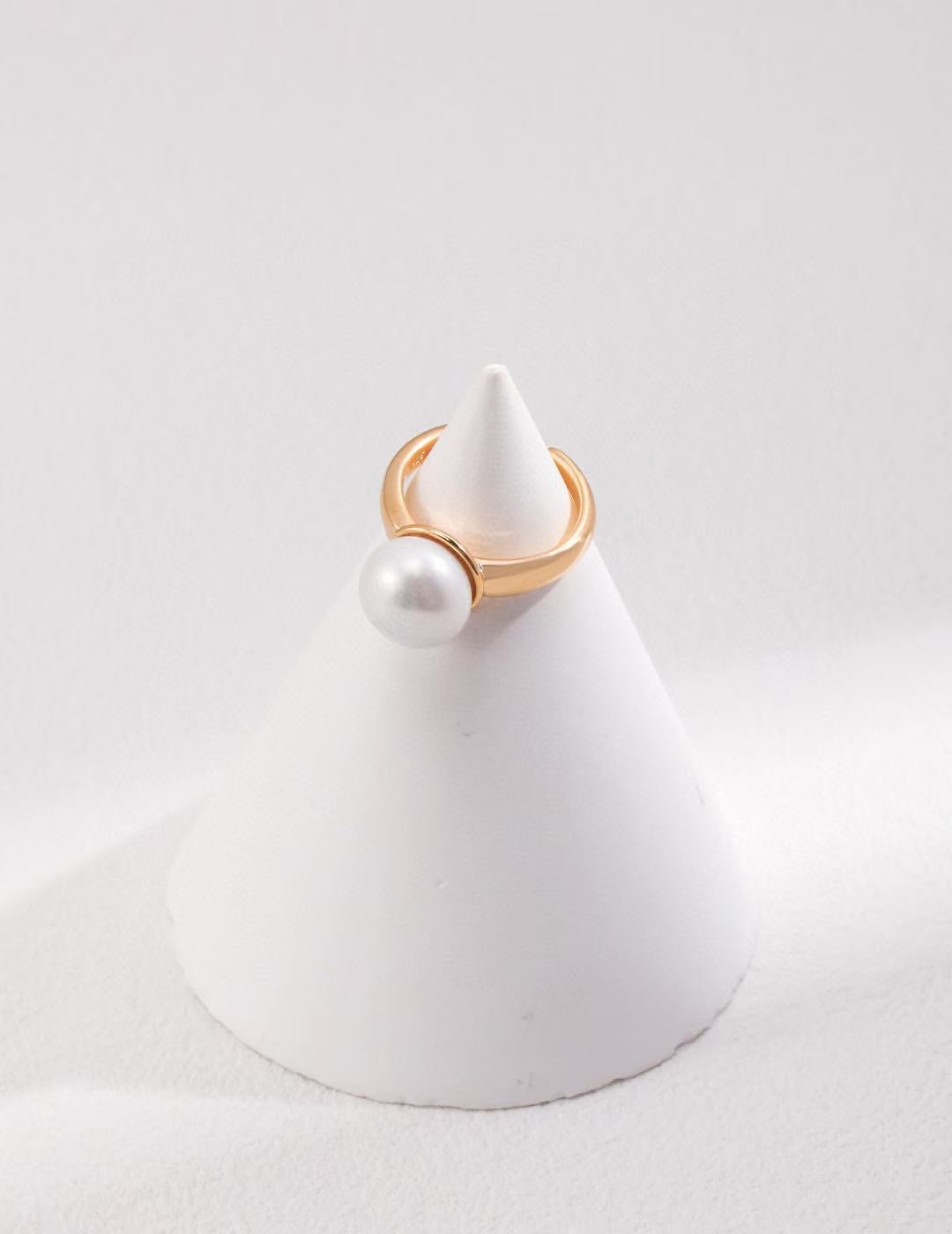 S925 silver/gold plated /single freshwater pearl adjustable ring
