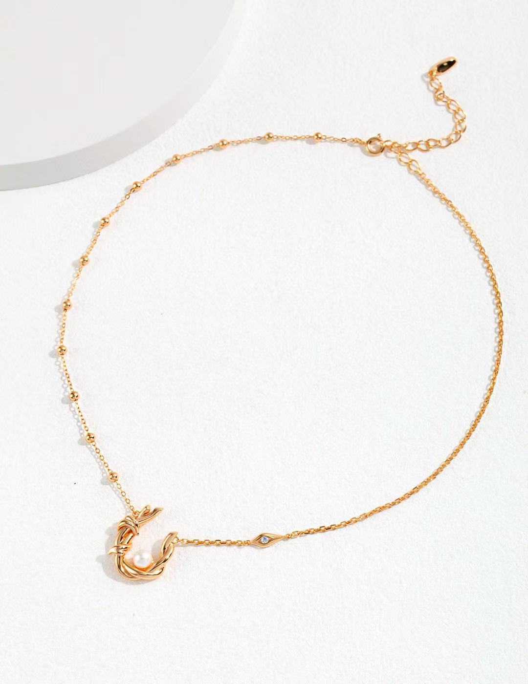 S925 Silver/gold plated/Zircon, Freshwater Pearl/Braided Pendant Necklace, Ring