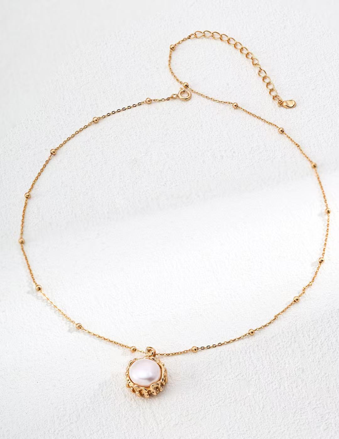 S925 Silver/gold plated/single pearl necklace.