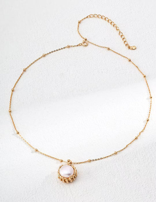 S925 Silver/gold plated/single pearl necklace.