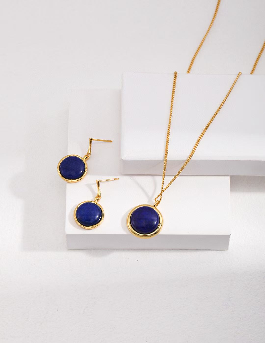 S925 Silver/Natural Lapis Lazuli Pendant Necklace,Earrings,Ring