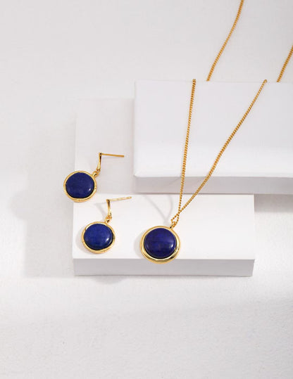S925 Silver/Natural Lapis Lazuli Pendant Necklace,Earrings,Ring