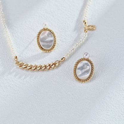 Vintage Baroque Pearl Shell Earrings