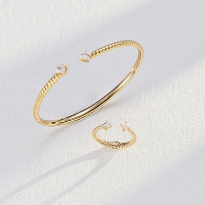 Twisted Zircon Bangle & Ring Set