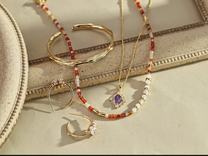 Vintage Agate & Shell Beaded Set