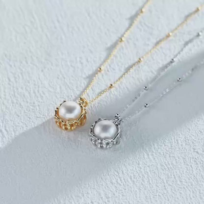 S925 Silver/gold plated/single pearl necklace.