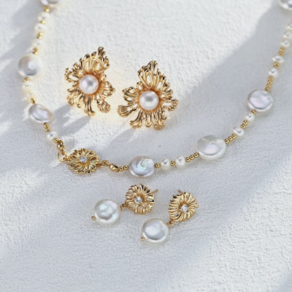 Sun Pearl Garden necklace and earrings